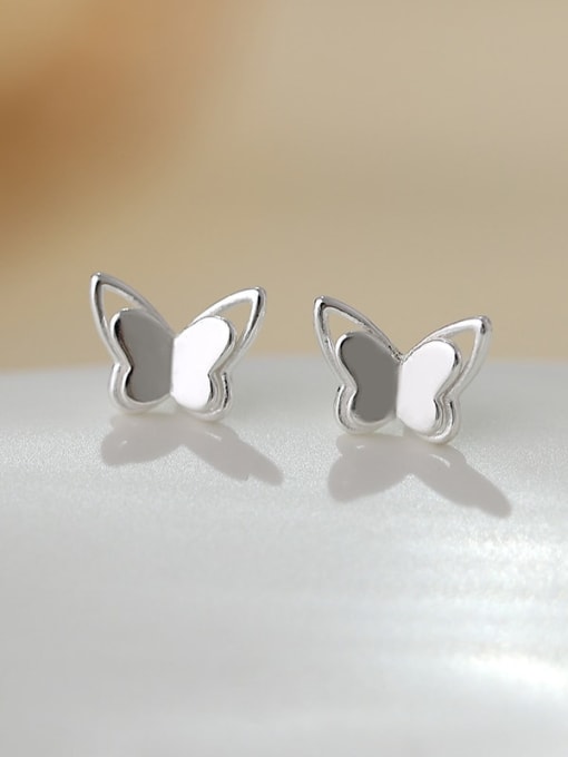 ES2443 [99 Silver Butterfly] 925 Sterling Silver Heart Cute Stud Earring